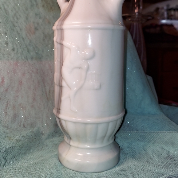 Vintage JIM BEAM Decanter Bottle W/Lid White /gray slag glass Discus Thrower - Picture 5 of 14